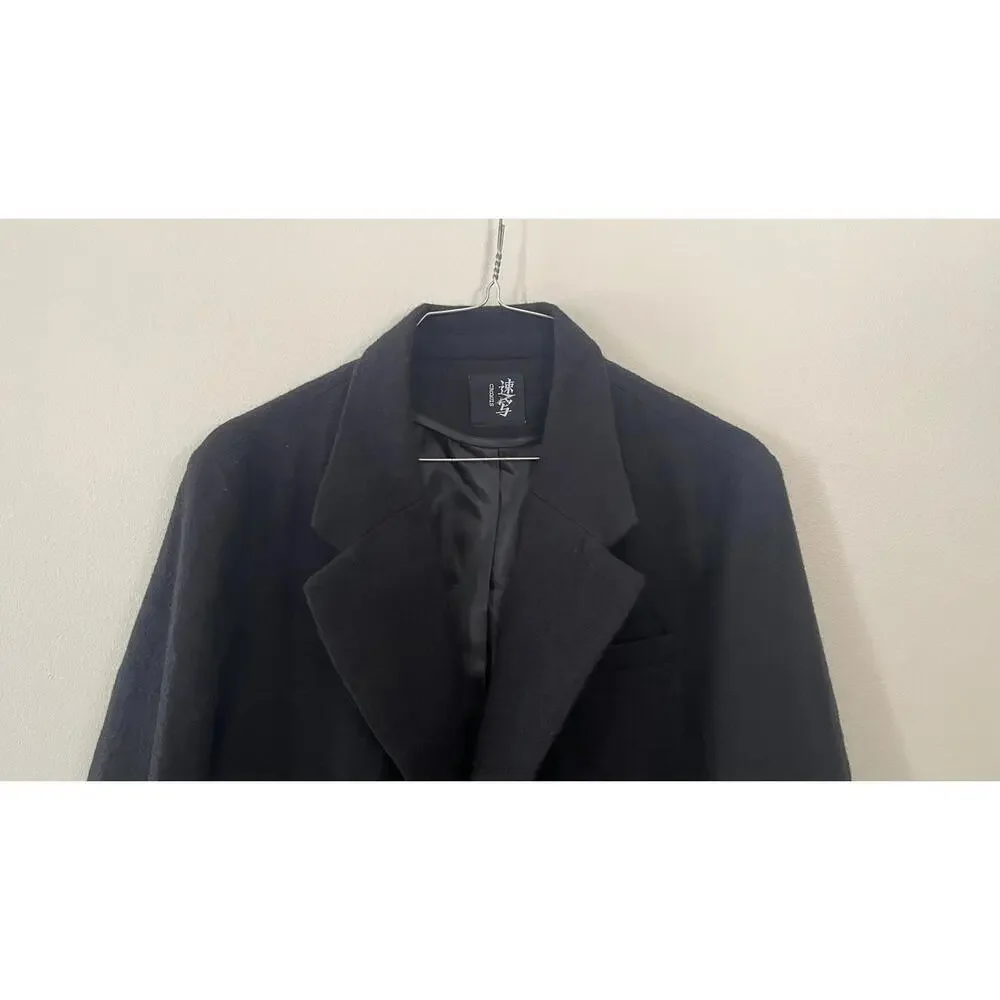 CROQUIS BLACK BOILED WOOL 1 BUTTON BLAZER - Picture 2 of 9